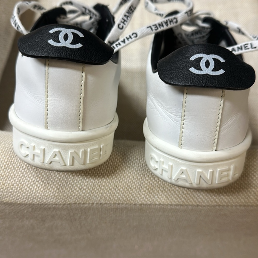 Chanel White and Black  Sneakers - Picture 4 of 9